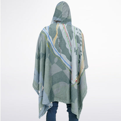 Hilltop, Alaska Ski Resort Map Flannel Blanket Poncho
