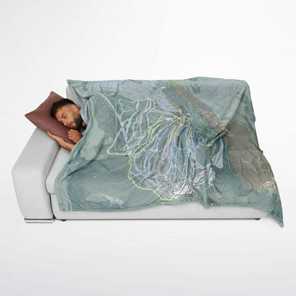 Sugarloaf, Maine Ski Resort Map Flannel Blanket Poncho