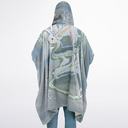 Thunder Ridge, New York Ski Resort Map Flannel Blanket Poncho