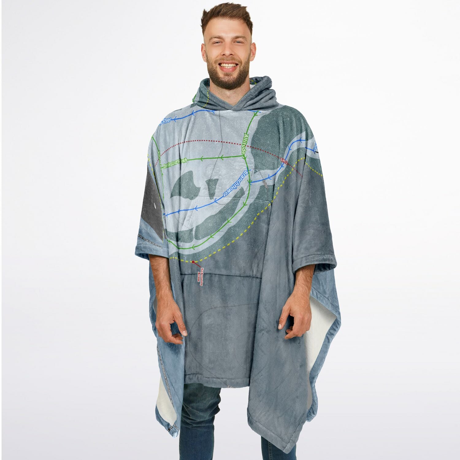 Skeetawk, Alaska Ski Resort Map Flannel Blanket Poncho