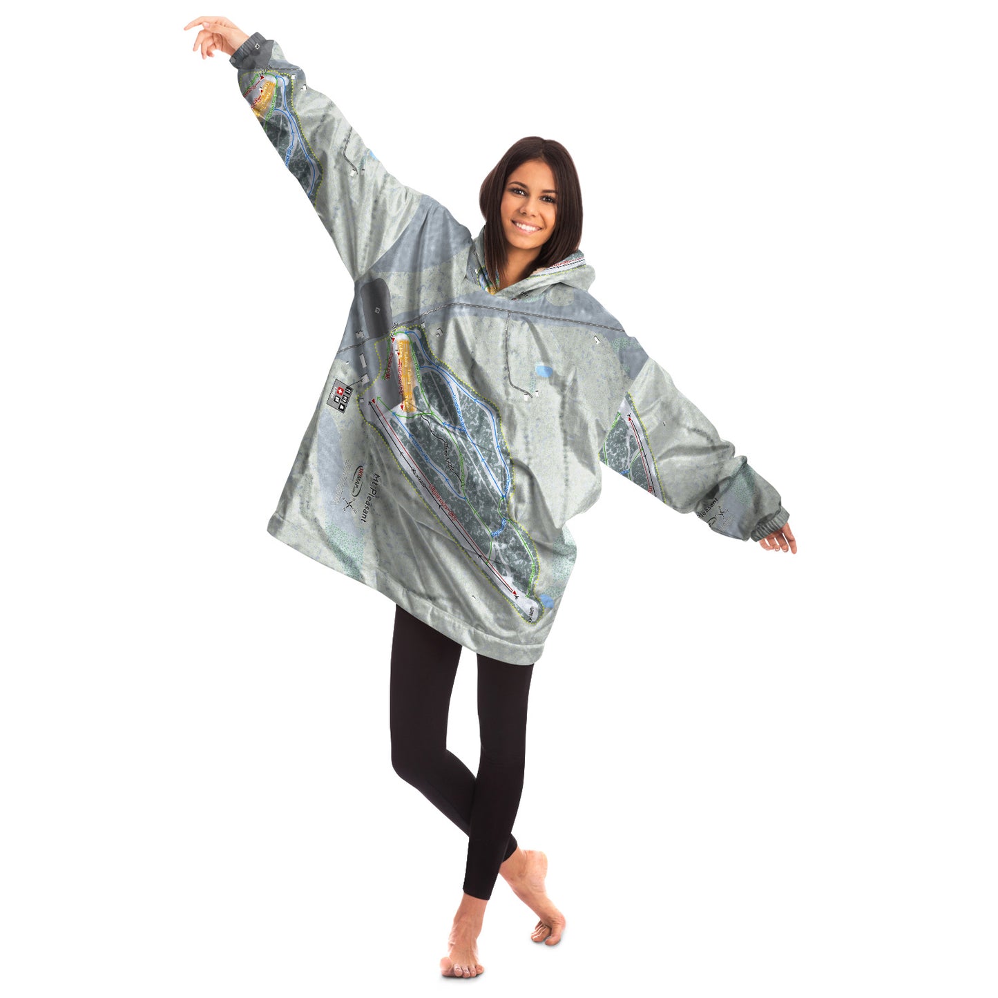 Mt Pleasant, Pennsylvania Ski Trail Map Snug Hoodie