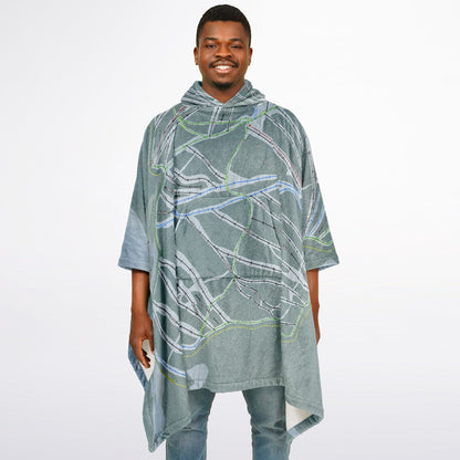 Kimberley, British Columbia Ski Resort Map Flannel Blanket Poncho