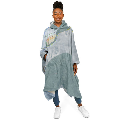 Mt Pisgah, New York Ski Resort Map Flannel Blanket Poncho
