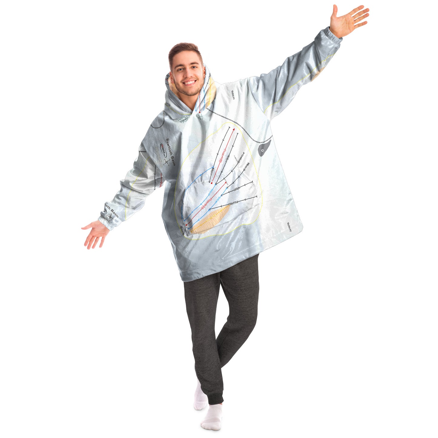 Beartooth Basin, Wyoming Ski Trail Map Snug Hoodie
