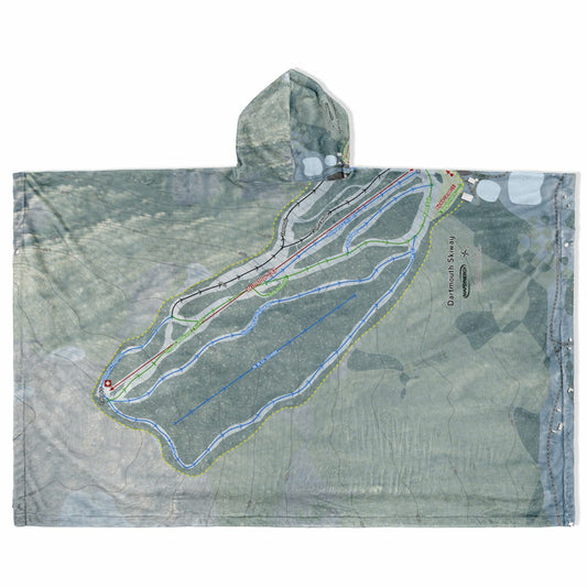 Dartmouth Skiway, New Hampshire Ski Resort Map Flannel Blanket Poncho