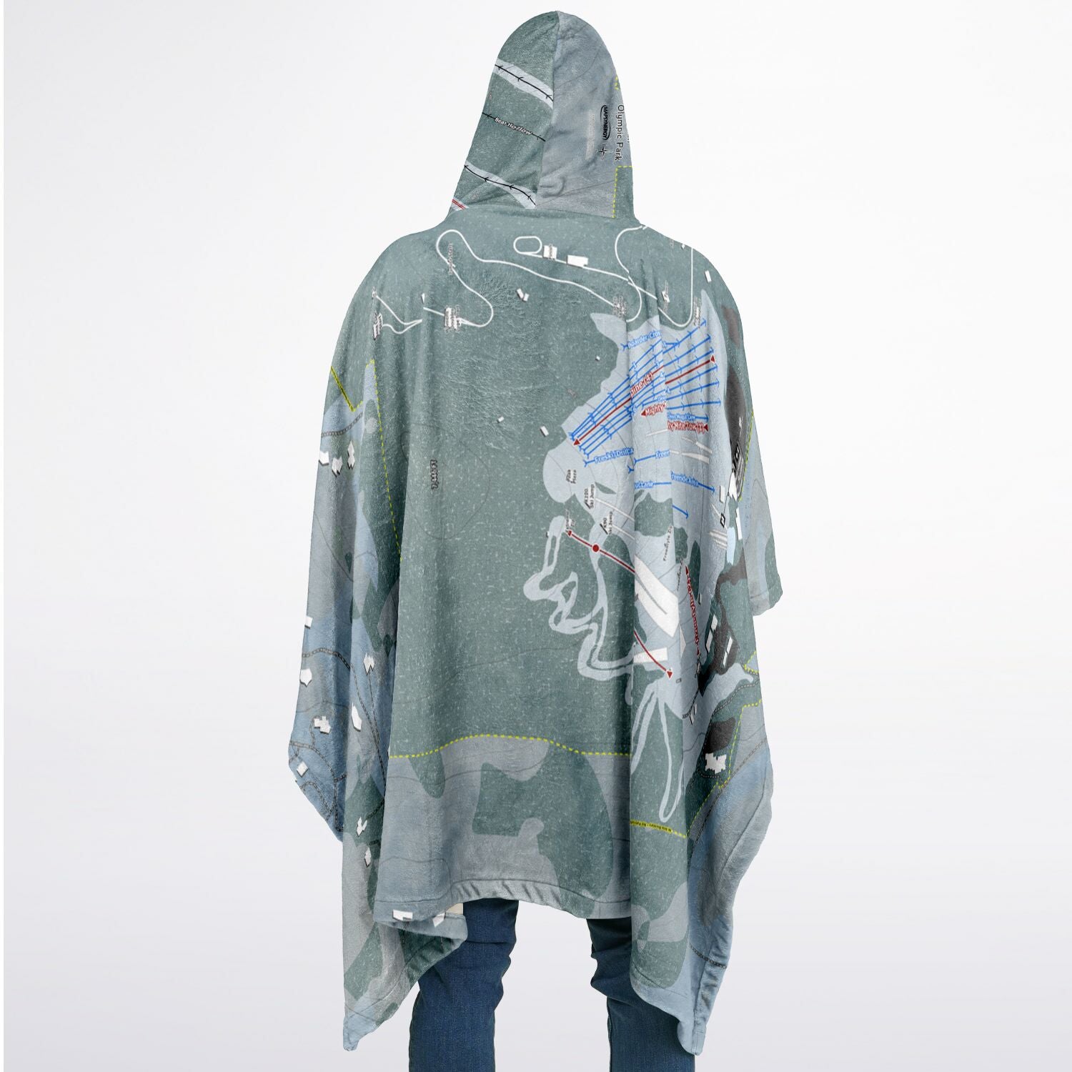 Utah Olympic Park, Utah Ski Resort Map Flannel Blanket Poncho