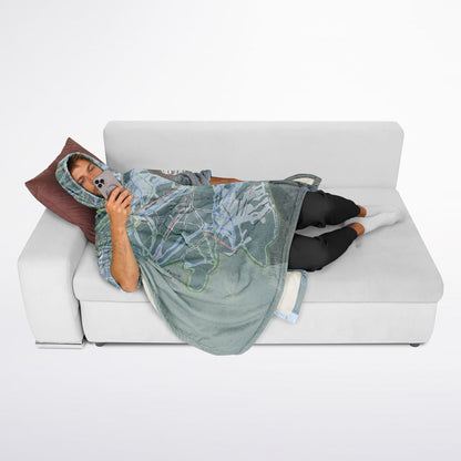 Fernie, British Columbia Ski Resort Map Flannel Blanket Poncho