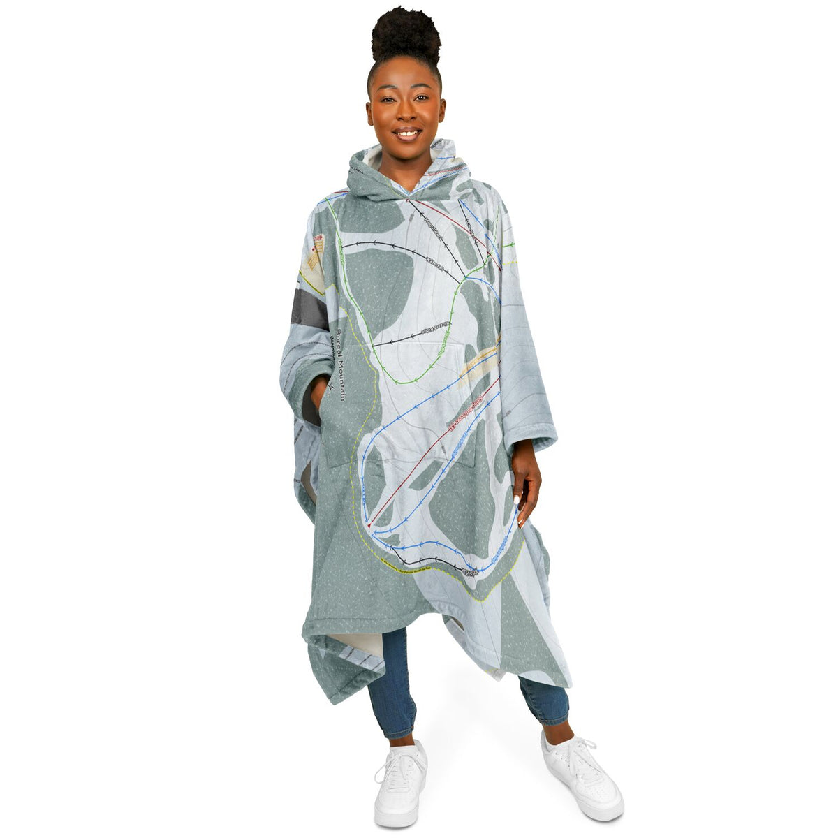 Boreal Mountain, California Ski Resort Map Flannel Blanket Poncho