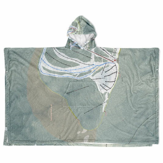 Mt Ashland, Oregon Ski Resort Map Flannel Blanket Poncho