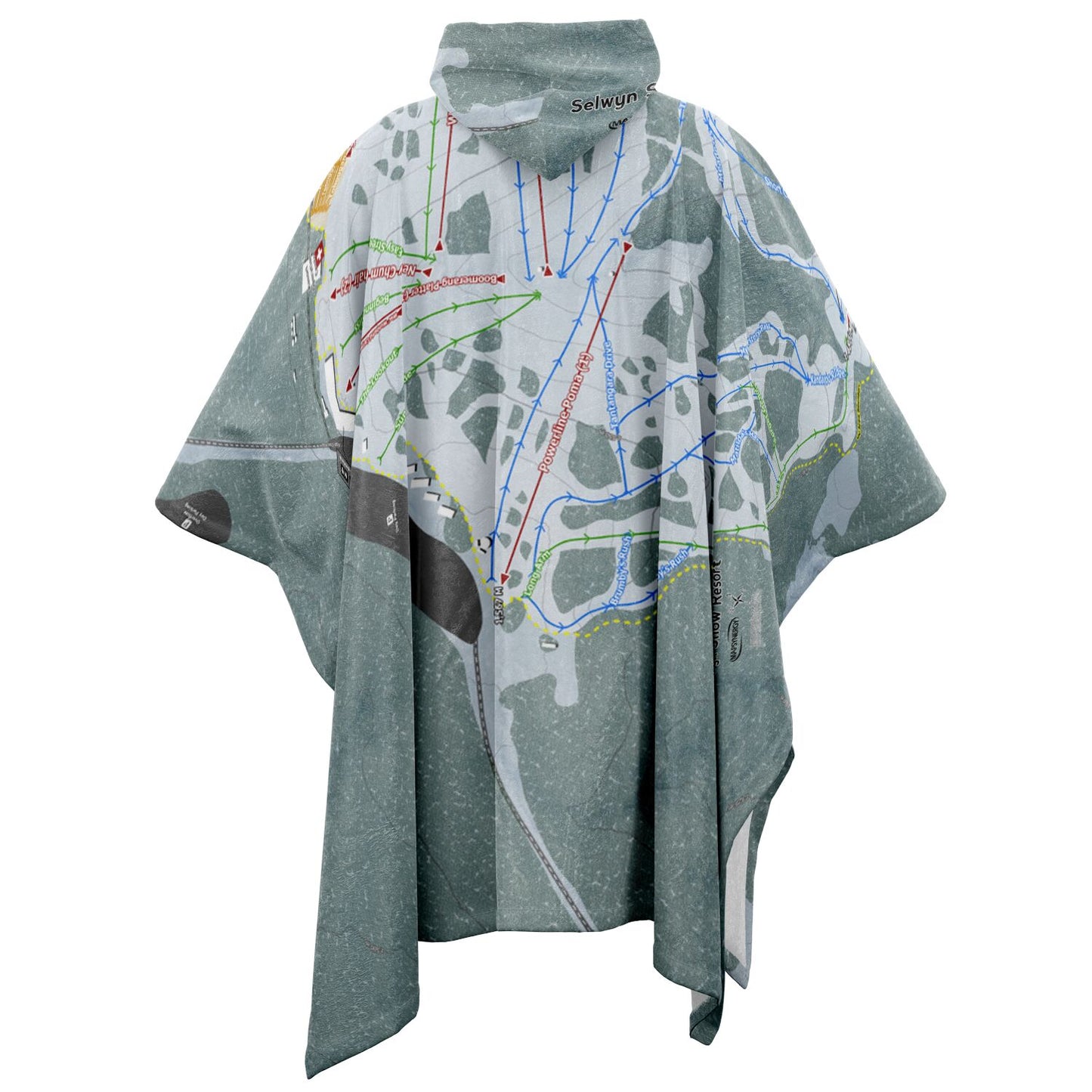 Selwyn Snow Resort, Australia Ski Resort Map Flannel Blanket Poncho - Powderaddicts