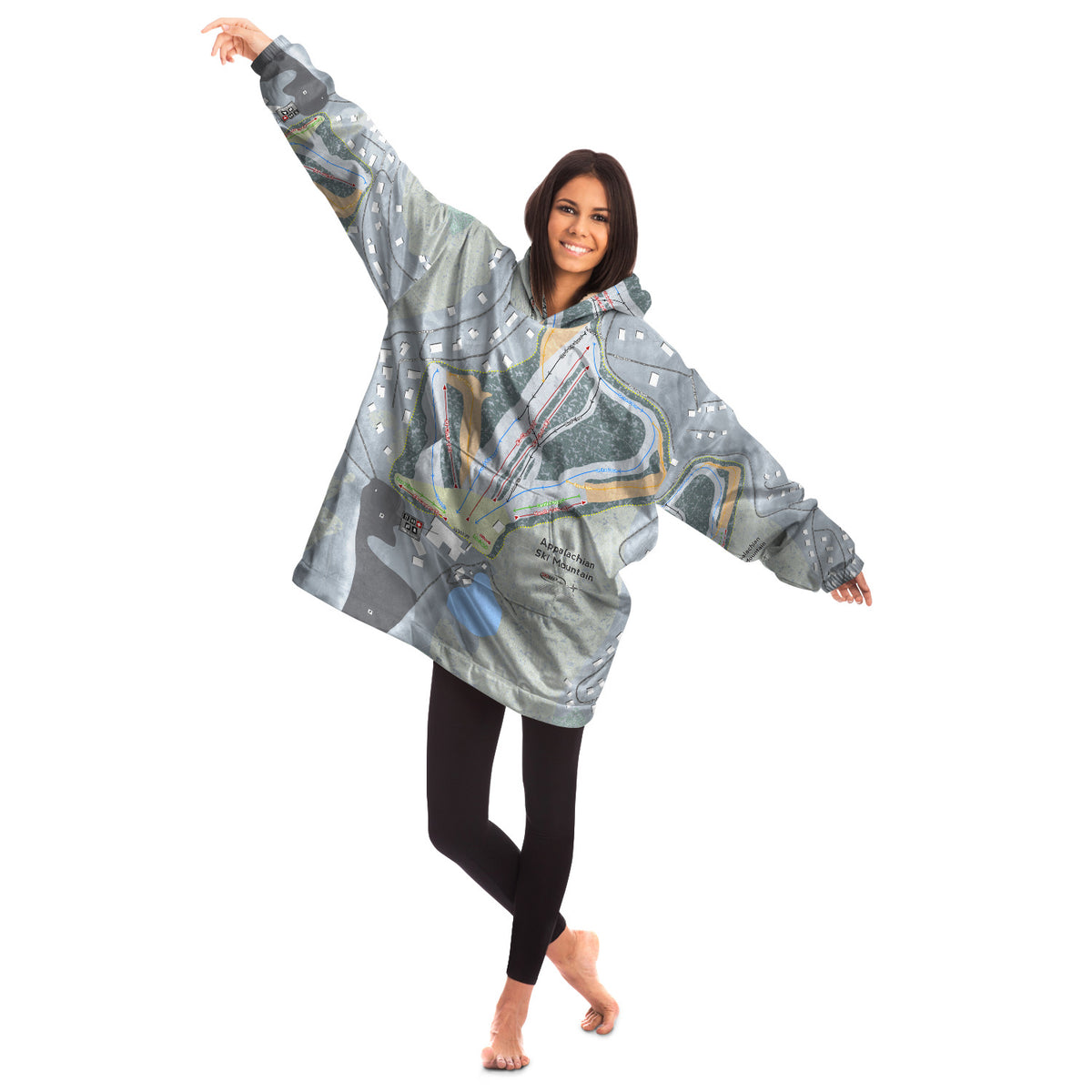 Appalachian Ski Mountain, North Carolina Ski Trail Map Snug Hoodie