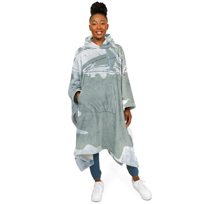 Pebble Creek, Idaho Ski Resort Map Flannel Blanket Poncho