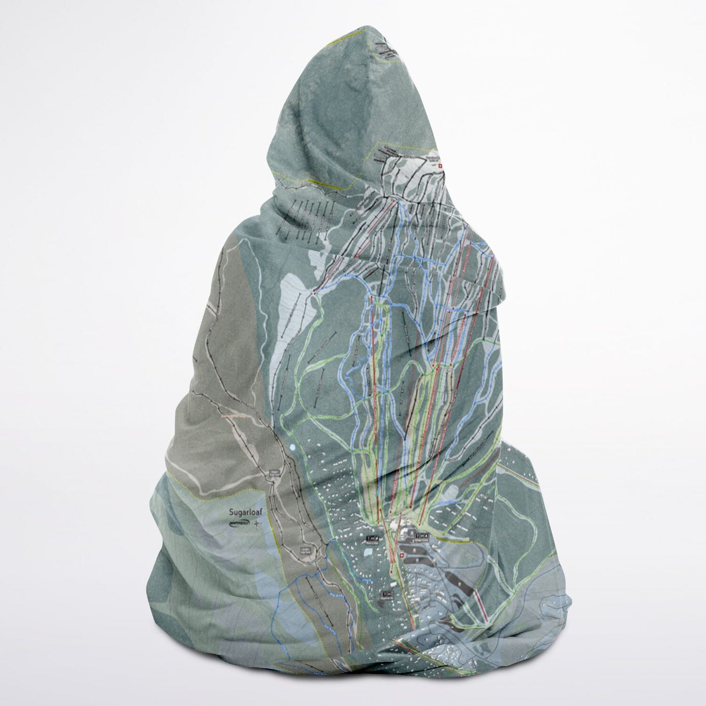 Sugarloaf, Maine Ski Trail Map - Adult Hooded Blanket