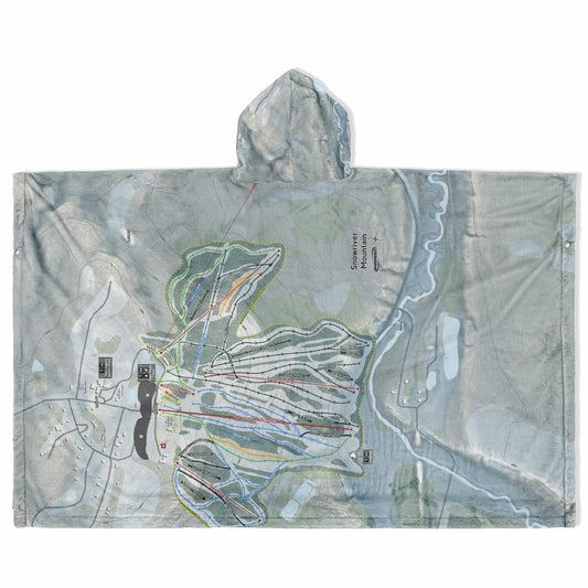 Snowriver Mountain, Michigan Ski Resort Map Flannel Blanket Poncho