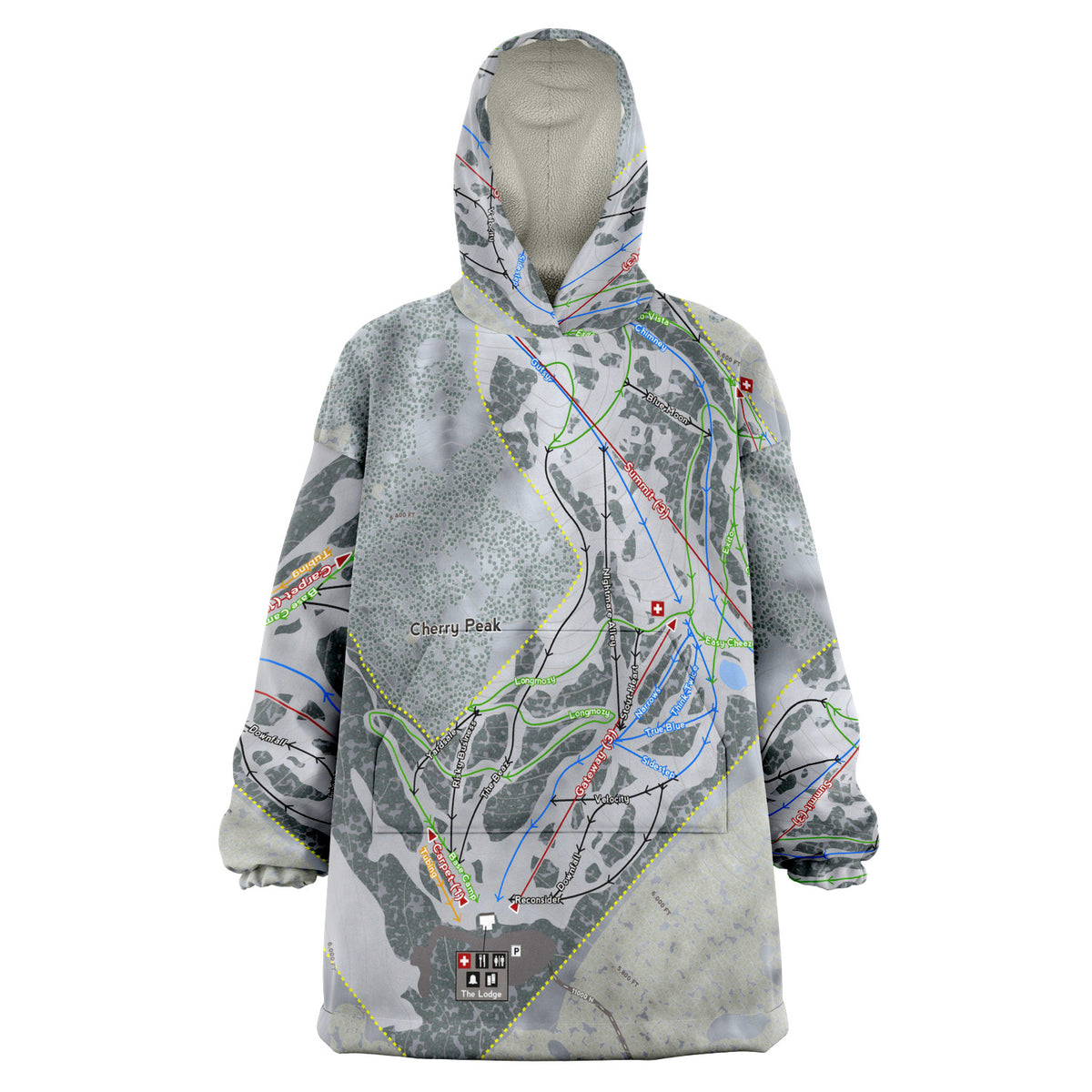 Cherry Peak, Utah Ski Trail Map - Snug Hoodie