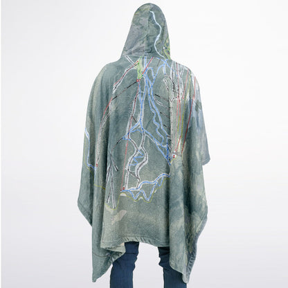 Whiteface Mountain, New York Ski Resort Map Flannel Blanket Poncho