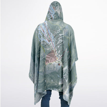 Aspen Highlands, Colorado Ski Resort Map Flannel Blanket Poncho