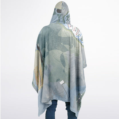Nashoba Valley, Massachusetts Ski Resort Map Flannel Blanket Poncho