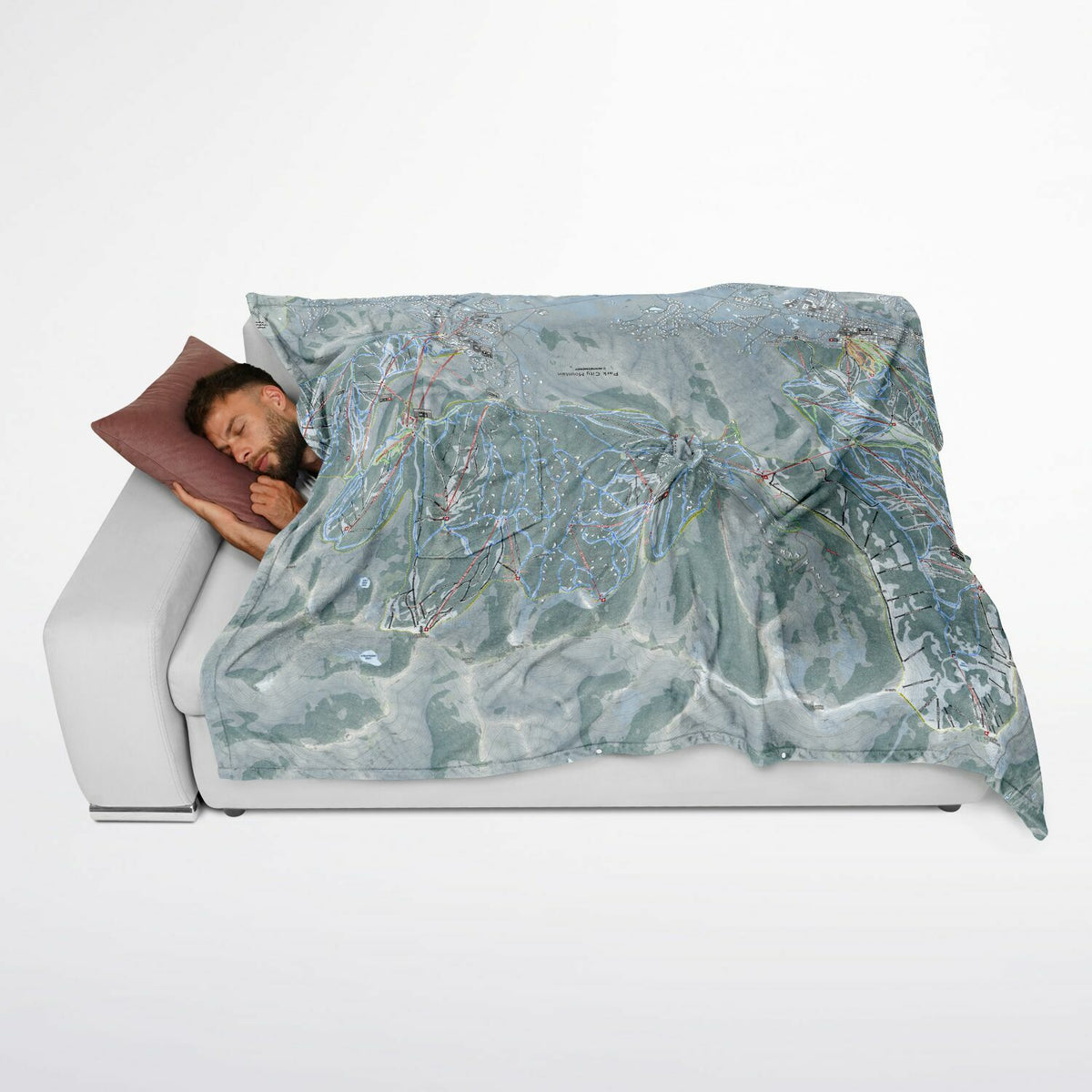 Park City, Utah Ski Resort Map Flannel Blanket Poncho