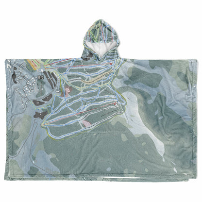 Mt Washington, British Columbia Ski Resort Map Flannel Blanket Poncho