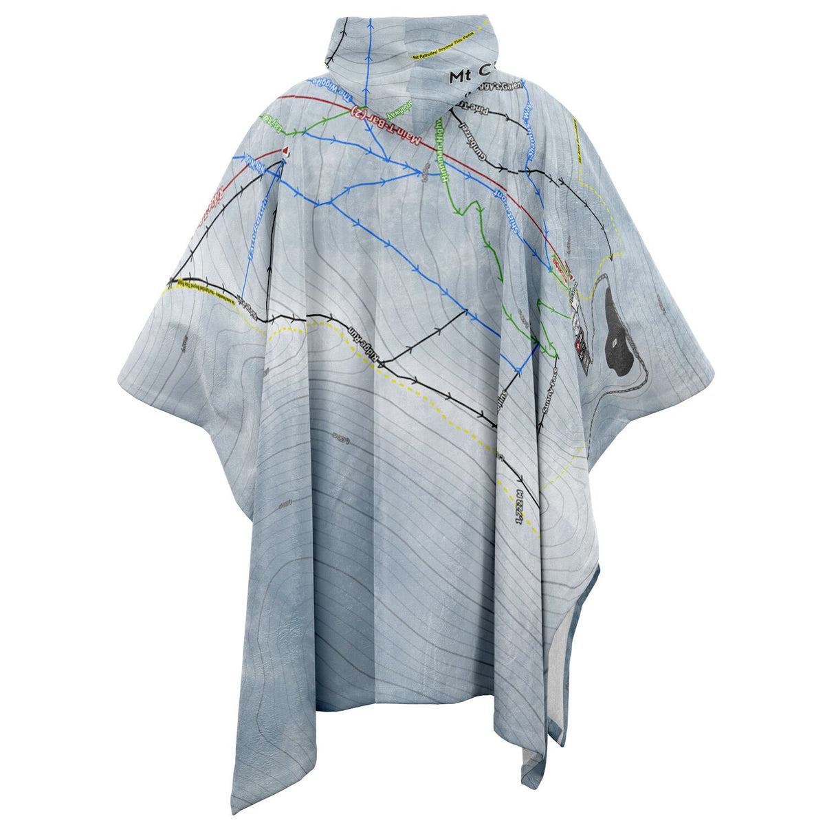 Mt Cheeseman, New Zealand Ski Resort Map Flannel Blanket Poncho