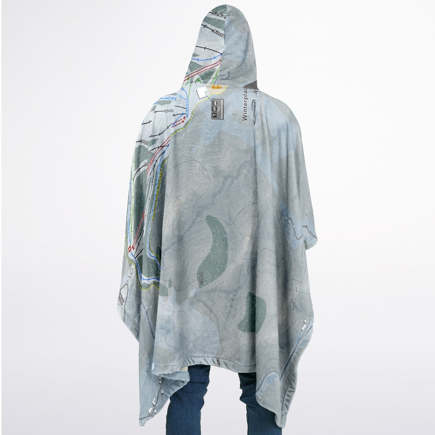 Winterplace, West Virginia Ski Resort Map Flannel Blanket Poncho