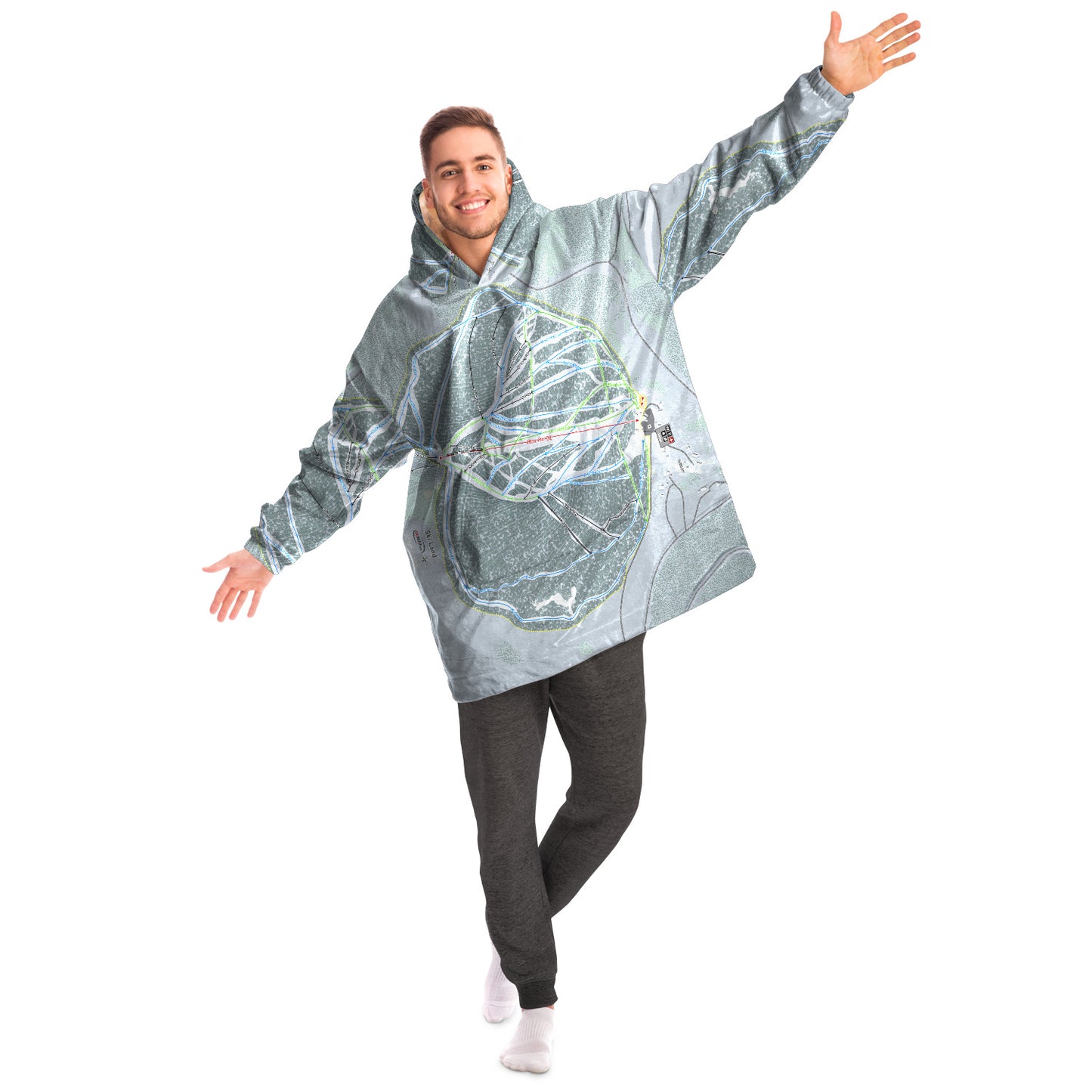 Ski Land, Alaska Ski Trail Map Snug Hoodie