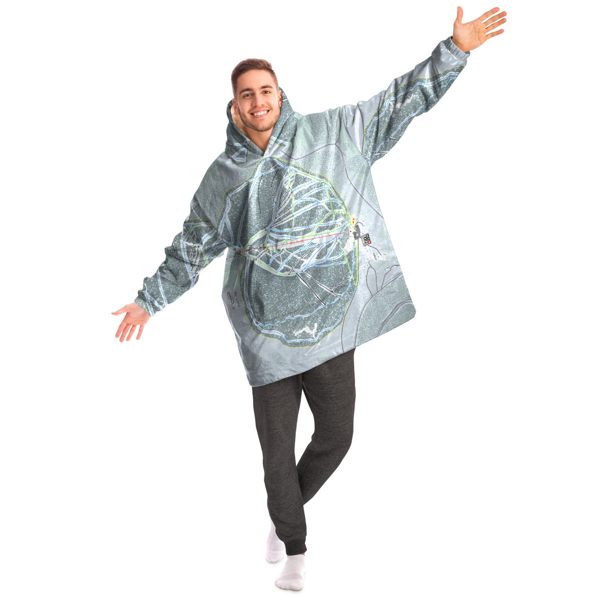 Ski Land, Alaska Ski Trail Map Snug Hoodie