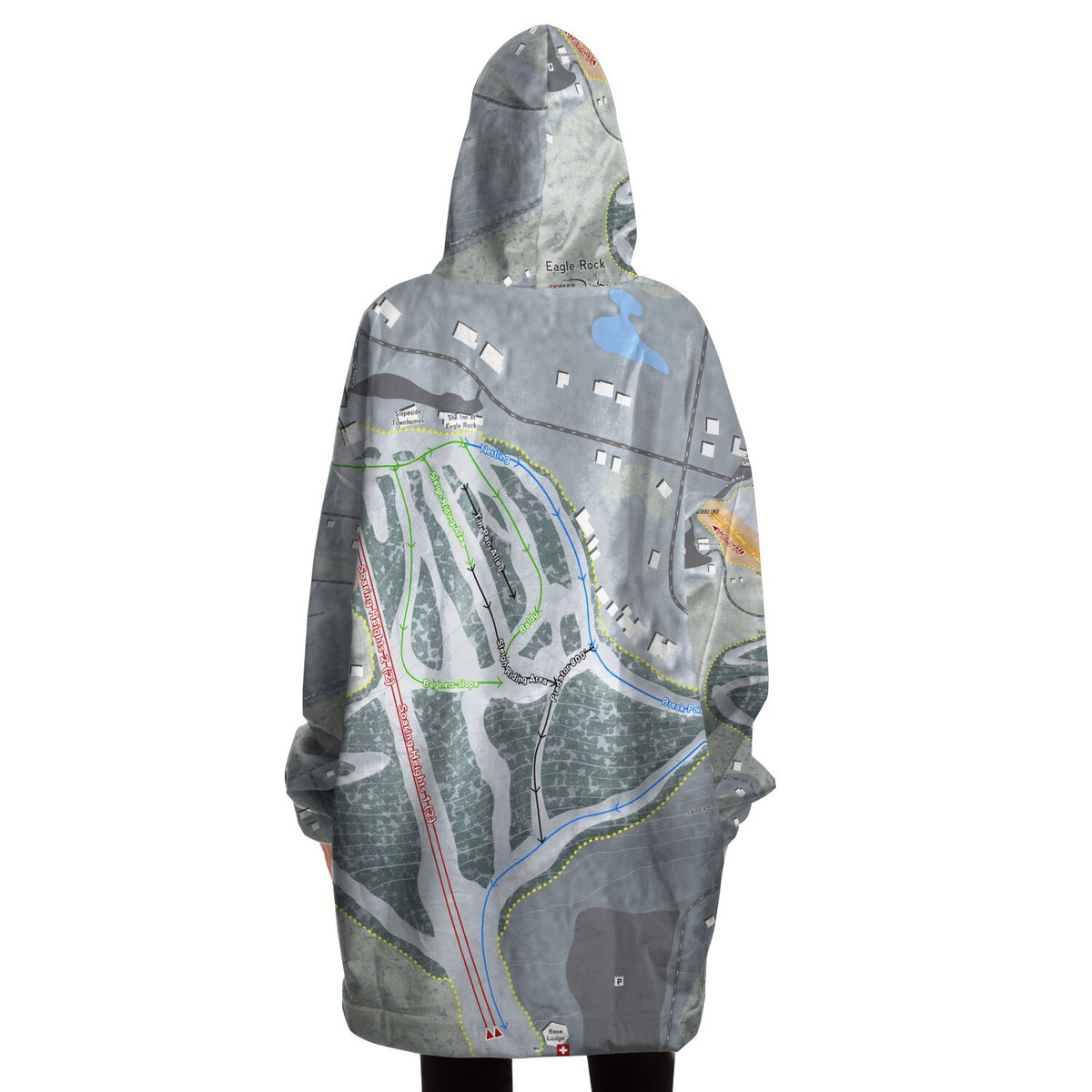 Eagle Rock, Pennsylvania Ski Trail Map Snug Hoodie