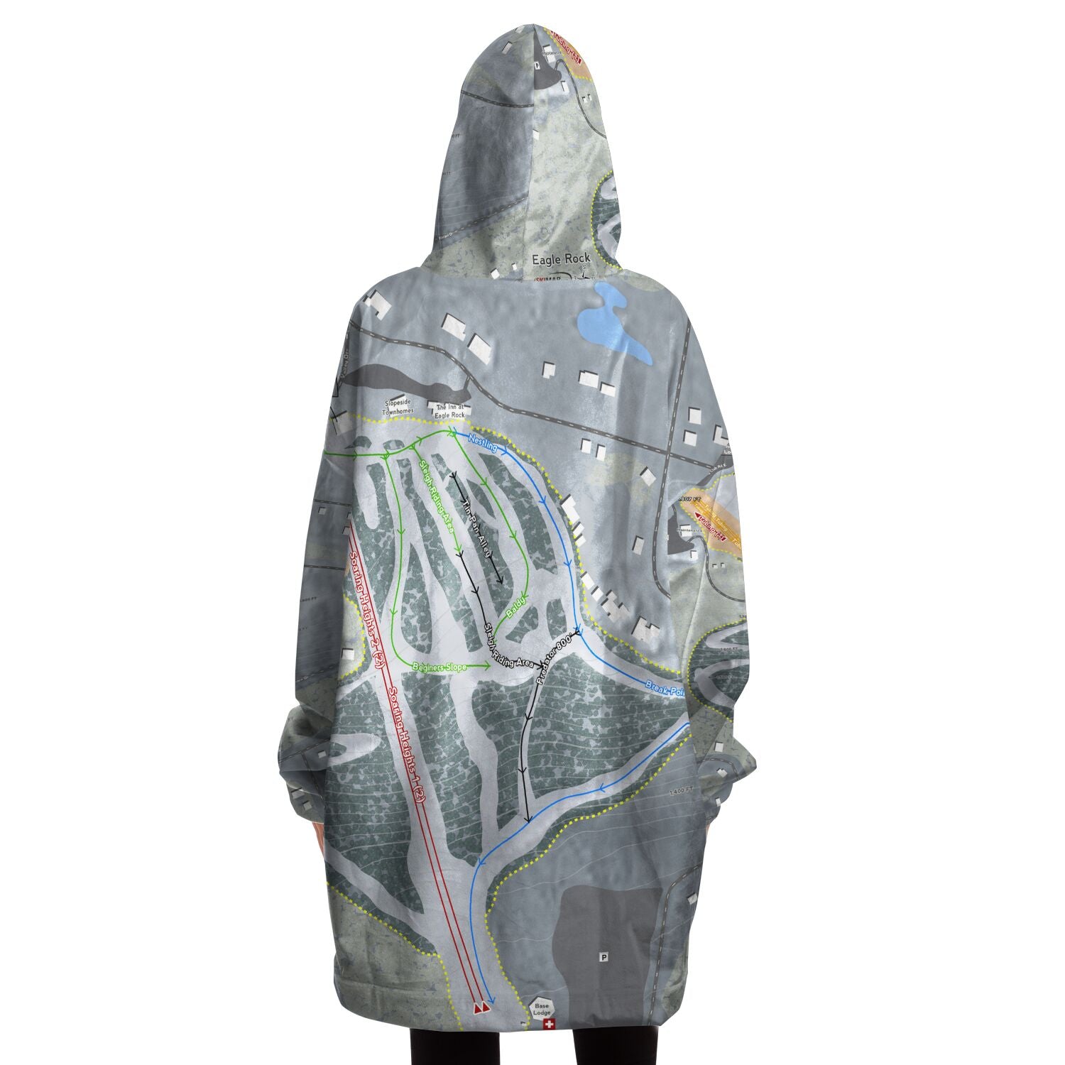 Eagle Rock, Pennsylvania Ski Trail Map Snug Hoodie