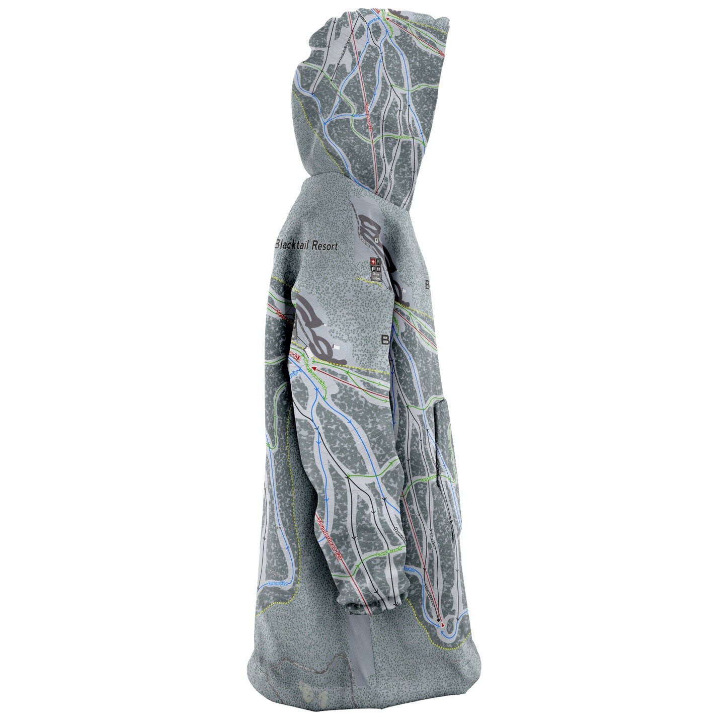 Blacktail, Montana Ski Trail Map - Snug Hoodie - Powderaddicts