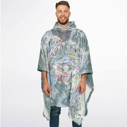 Palisades Tahoe, California Ski Resort Map Flannel Blanket Poncho