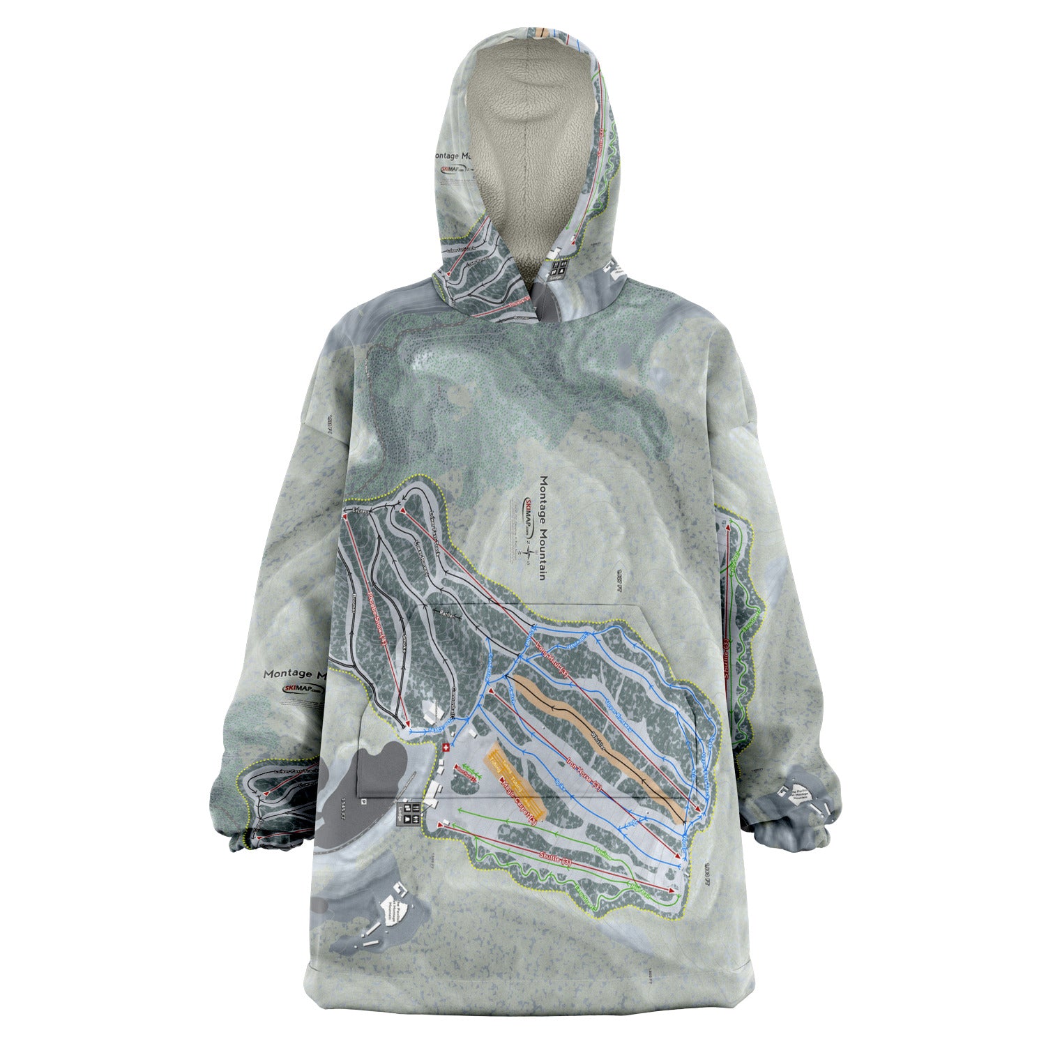 Montage Mountain, Pennsylvania Ski Trail Map Snug Hoodie