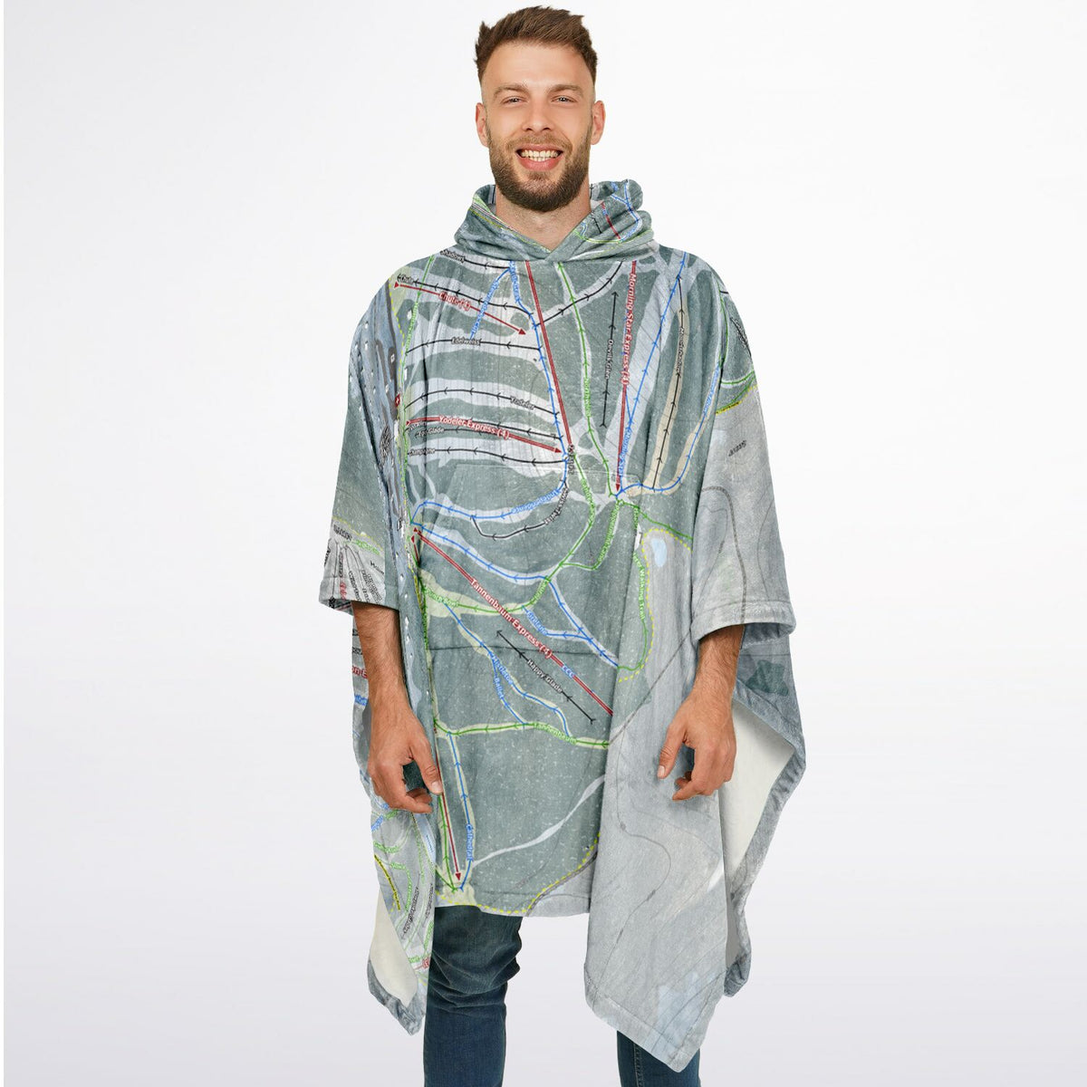 Holiday Valley, New York Ski Resort Map Flannel Blanket Poncho