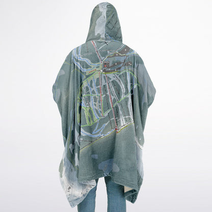 Whitewater, British Columbia Ski Resort Map Flannel Blanket Poncho