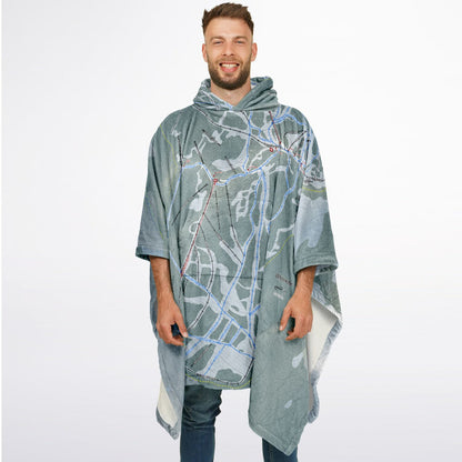 Whitewater, British Columbia Ski Resort Map Flannel Blanket Poncho