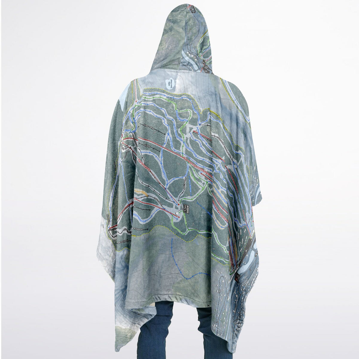 Loon Mountain, New Hampshire Ski Resort Map Flannel Blanket Poncho