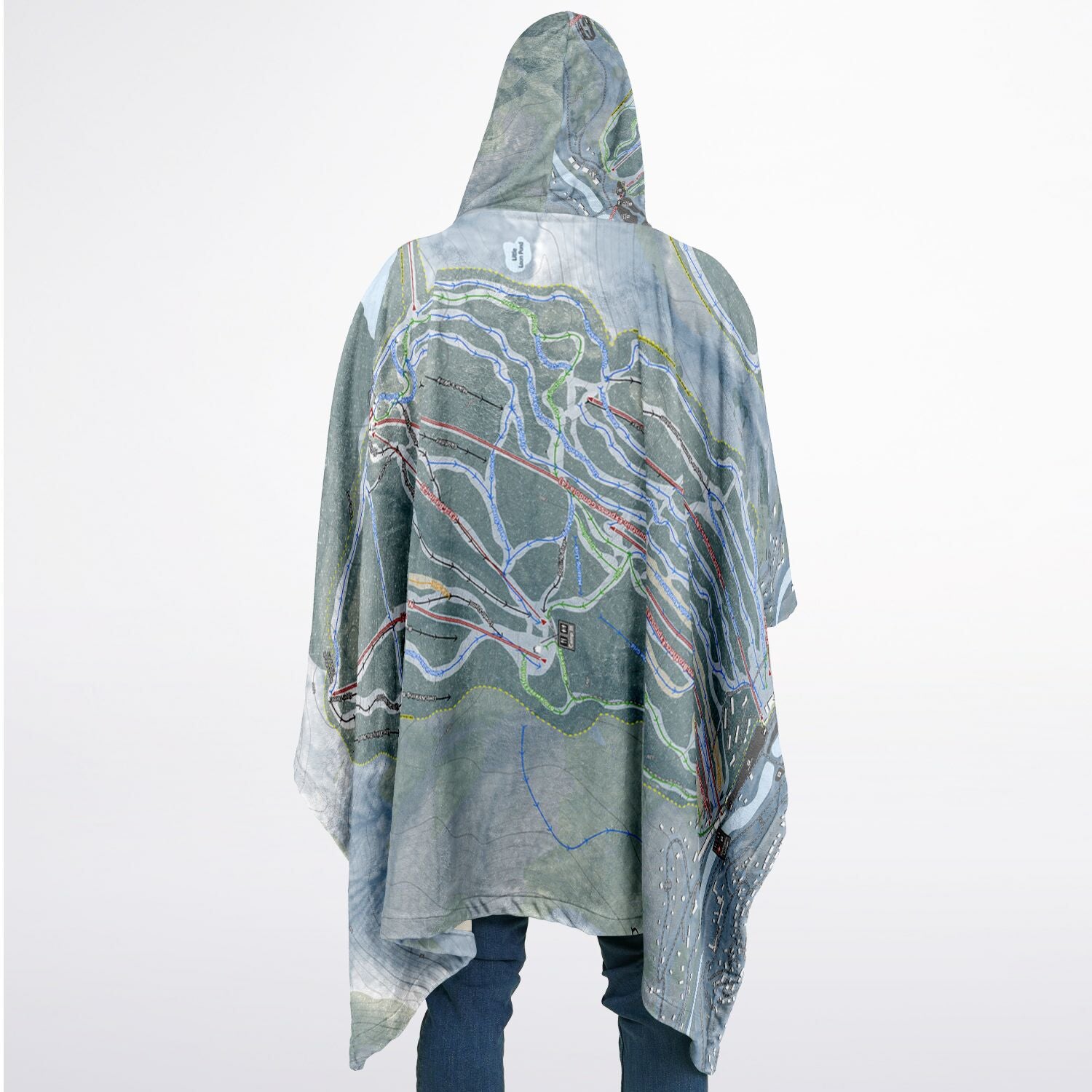 Loon Mountain, New Hampshire Ski Resort Map Flannel Blanket Poncho
