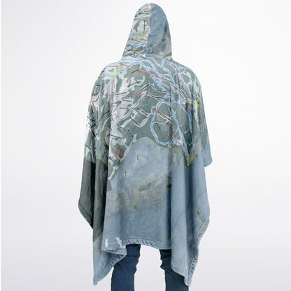 Crested Butte, Colorado Ski Resort Map Flannel Blanket Poncho