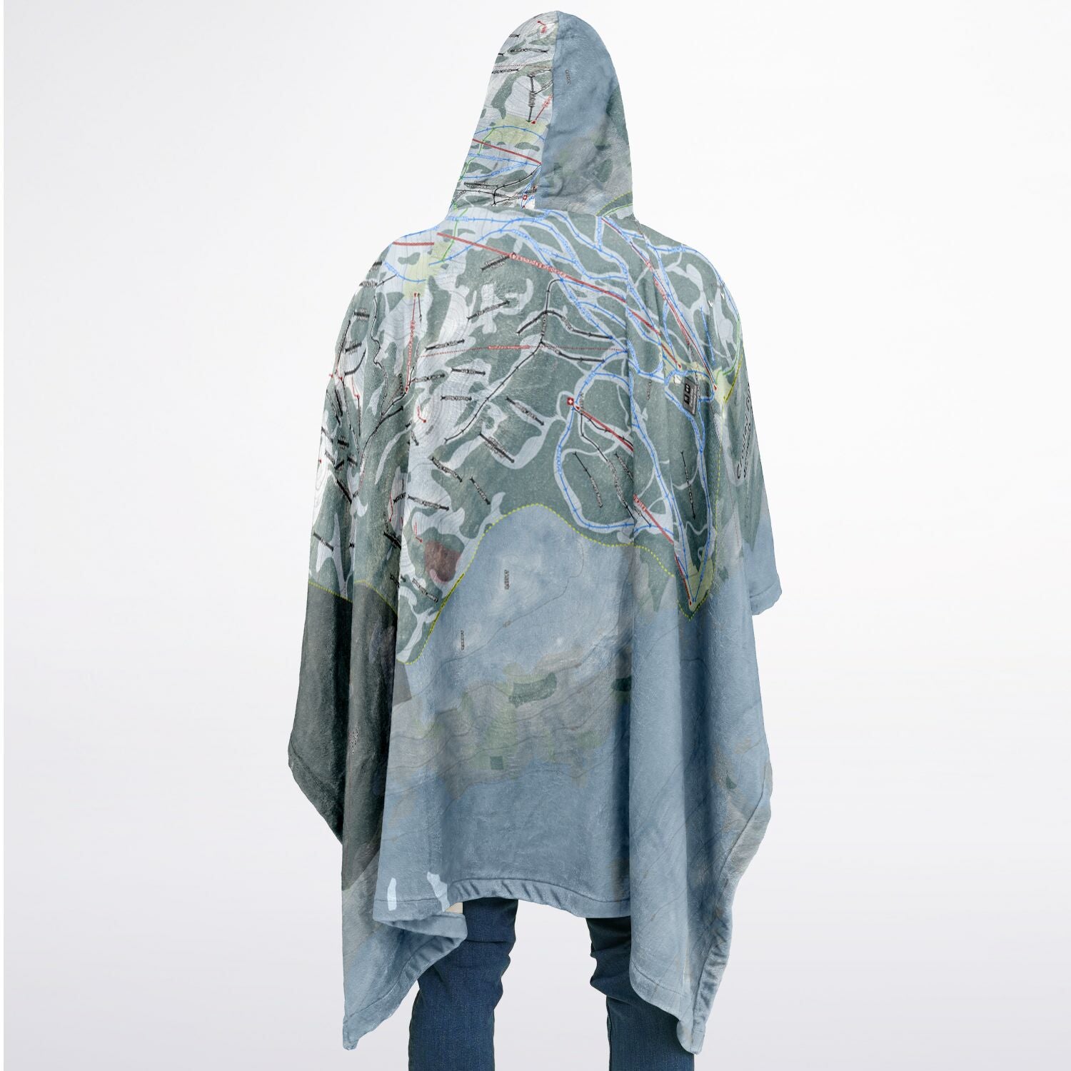 Crested Butte, Colorado Ski Resort Map Flannel Blanket Poncho
