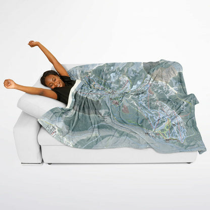 Big Cottonwood Canyon, Utah Ski Resort Map Flannel Blanket Poncho
