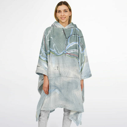 Red Lodge, Montana Ski Resort Map Flannel Blanket Poncho