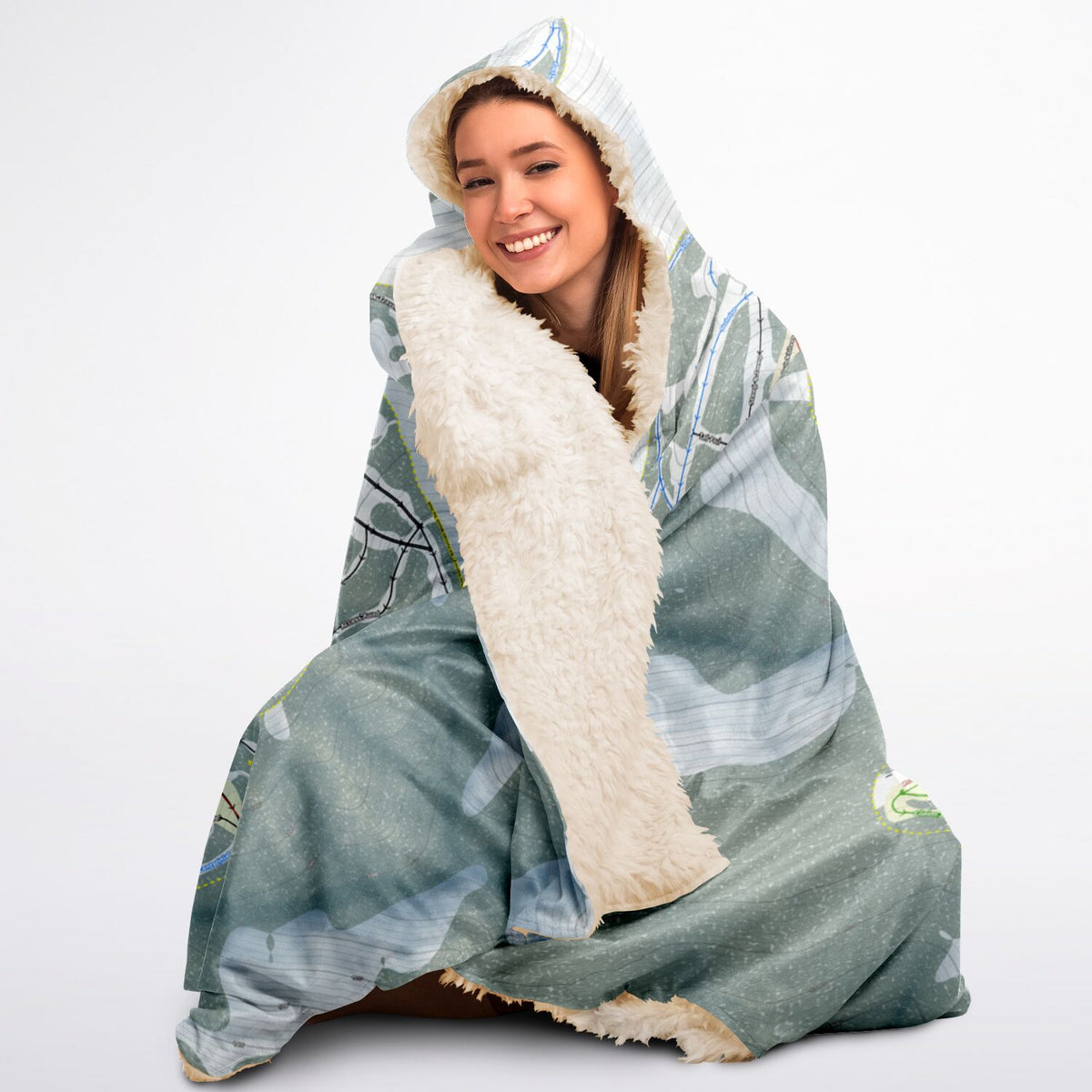 Silver Mountain, Idaho Ski Trail Map - Adult Hooded Blanket