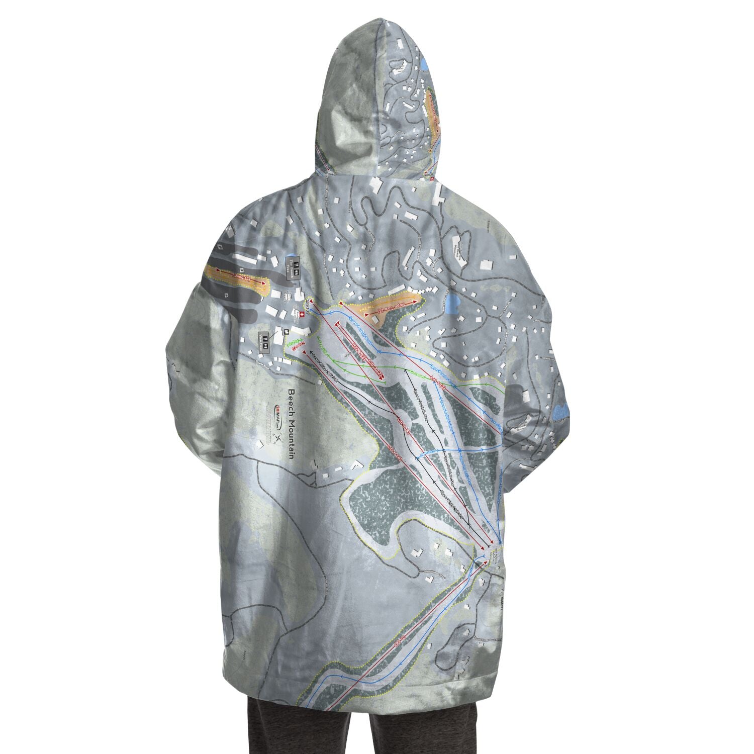 Beech Mountain, North Carolina Ski Trail Map Snug Hoodie - Powderaddicts