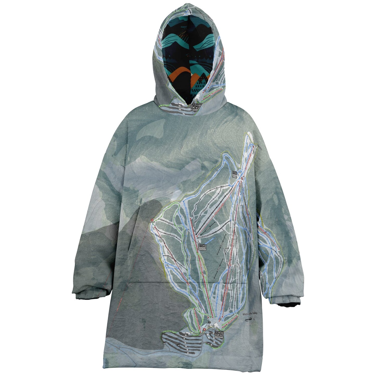 Waterville Valley, New Hampshire Ski Resort Map Reversible Snug Hoodie