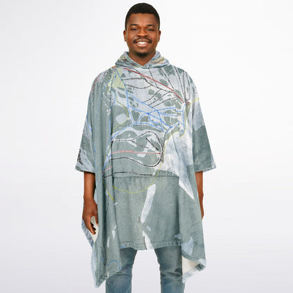 Sugar Bowl, California Ski Resort Map Flannel Blanket Poncho