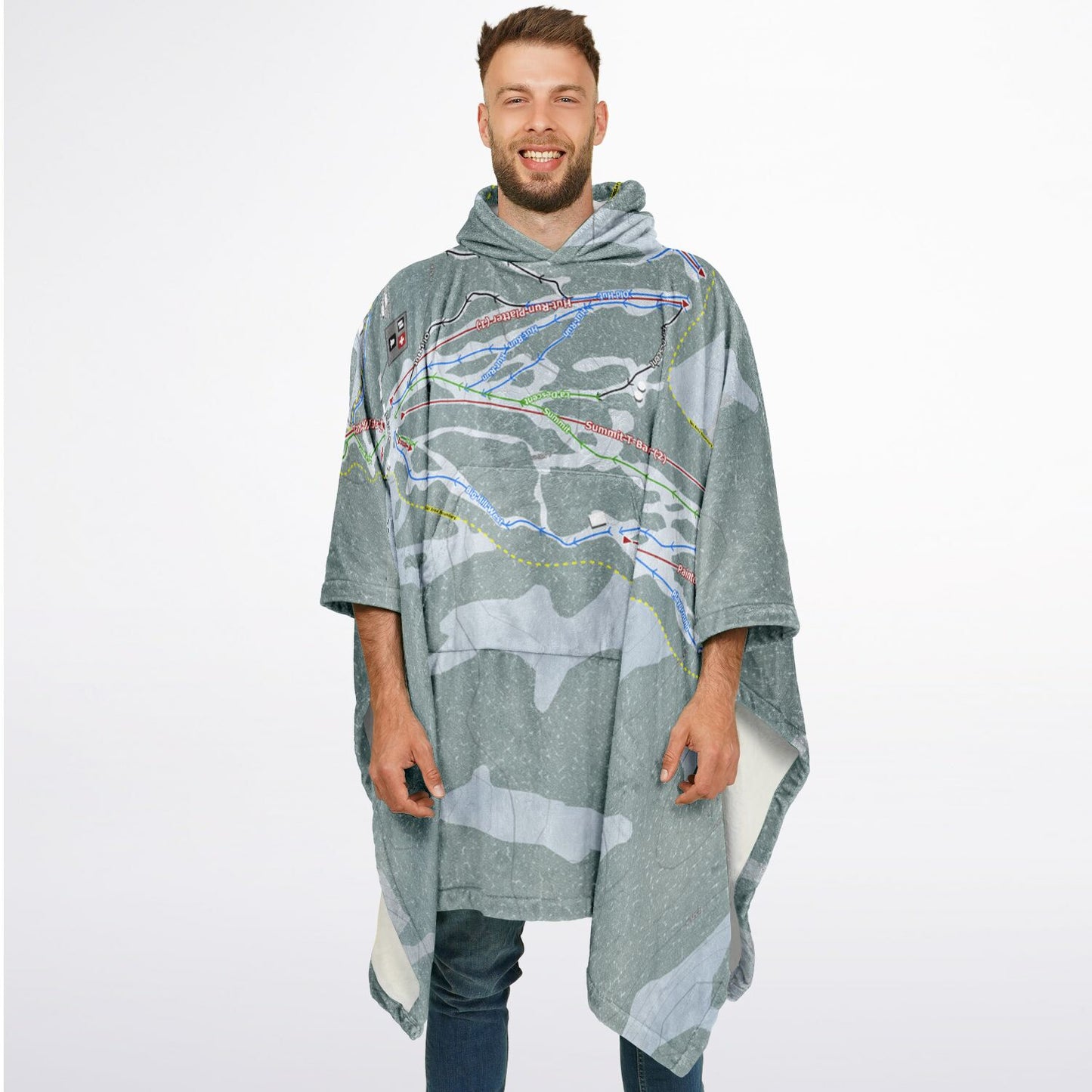 Mount Baw Baw, Australia Ski Resort Map Flannel Blanket Poncho - Powderaddicts