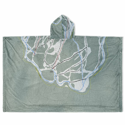 Harper Mountain, British Columbia Ski Resort Map Flannel Blanket Poncho