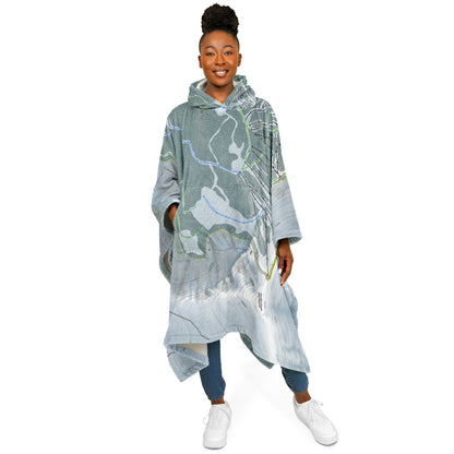 Cimarron Mountain Club, Colorado Ski Resort Map Flannel Blanket Poncho