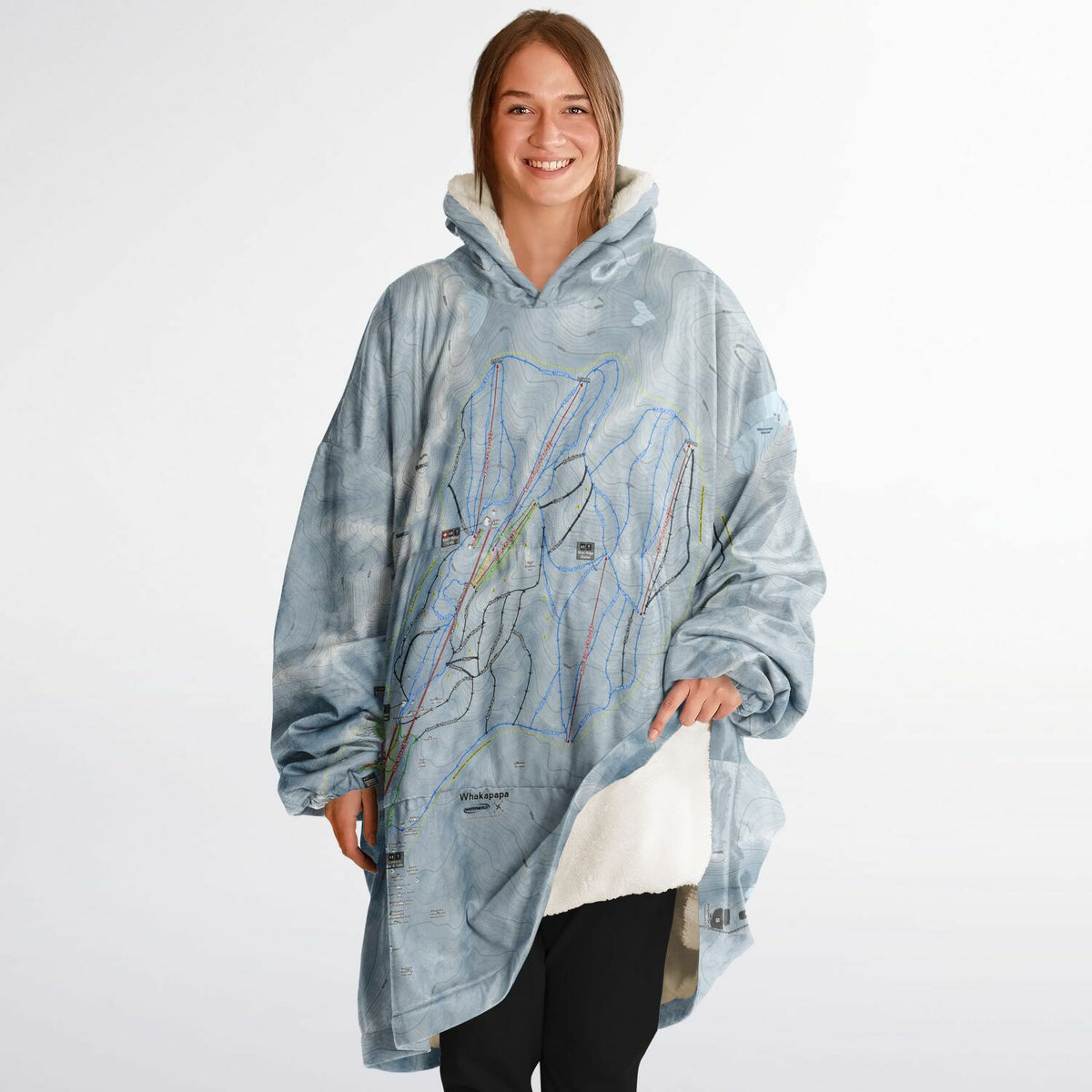 Whakapapa, New Zealand Ski Trail Map - Snug Hoodie